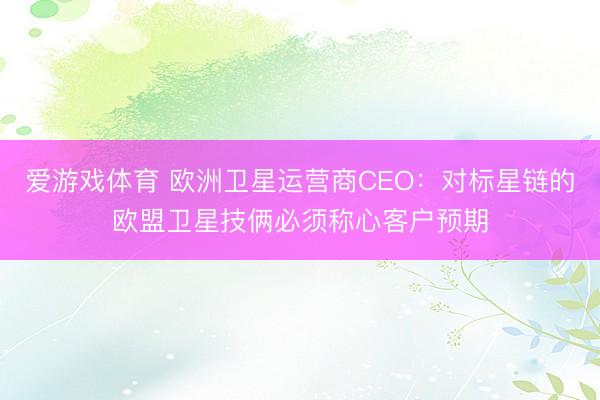 爱游戏体育 欧洲卫星运营商CEO：对标星链的欧盟卫星技俩必须称心客户预期