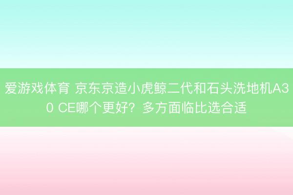爱游戏体育 京东京造小虎鲸二代和石头洗地机A30 CE哪个更好？多方面临比选合适