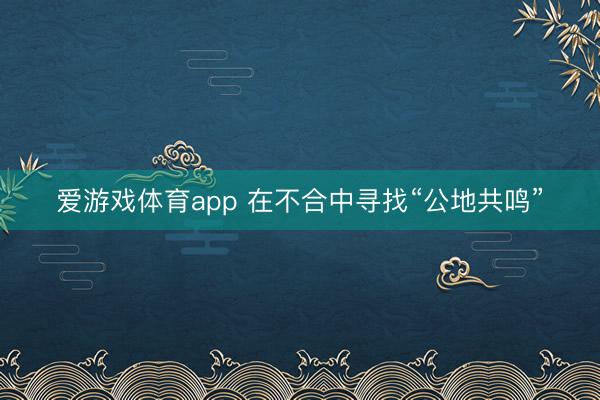 爱游戏体育app 在不合中寻找“公地共鸣”