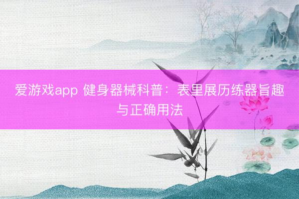 爱游戏app 健身器械科普：表里展历练器旨趣与正确用法