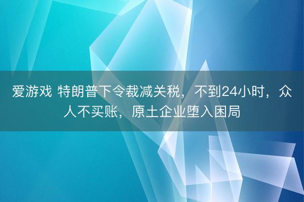 爱游戏 特朗普下令裁减关税，不到24小时，众人不买账，原土企业堕入困局