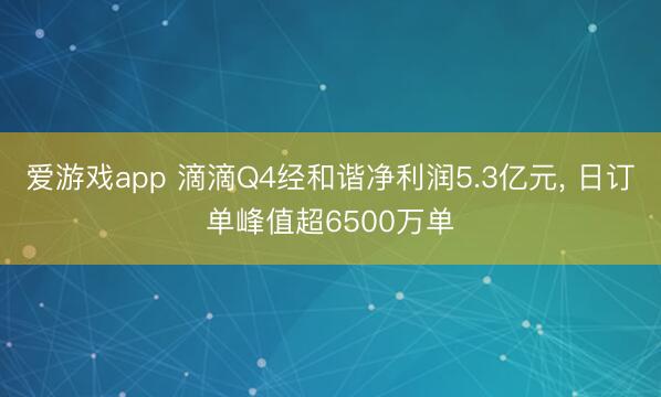 爱游戏app 滴滴Q4经和谐净利润5.3亿元， 日订单峰值超6500万单