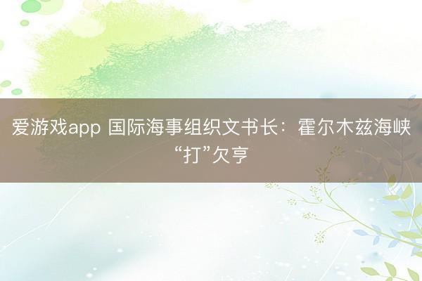 爱游戏app 国际海事组织文书长：霍尔木兹海峡“打”欠亨