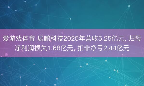 爱游戏体育 展鹏科技2025年营收5.25亿元, 归母净利润损失1.68亿元, 扣非净亏2.44亿元