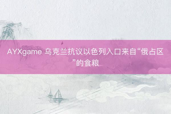 AYXgame 乌克兰抗议以色列入口来自“俄占区”的食粮