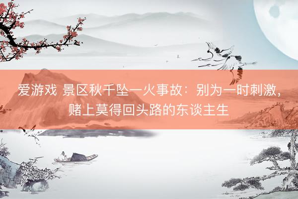 爱游戏 景区秋千坠一火事故：别为一时刺激，赌上莫得回头路的东谈主生