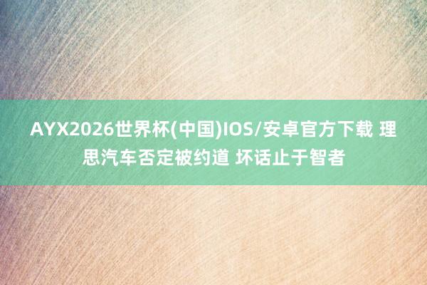 AYX2026世界杯(中国)IOS/安卓官方下载 理思汽车否定被约道 坏话止于智者