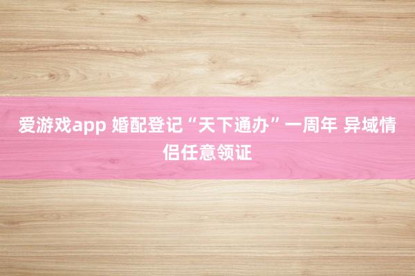 爱游戏app 婚配登记“天下通办”一周年 异域情侣任意领证