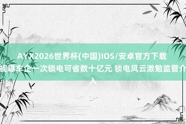 AYX2026世界杯(中国)IOS/安卓官方下载 央视曝车企一次锁电可省数十亿元 锁电风云激勉监管介入