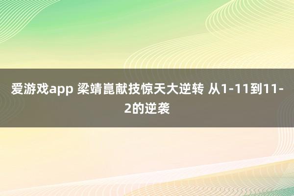爱游戏app 梁靖崑献技惊天大逆转 从1-11到11-2的逆袭