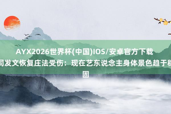 AYX2026世界杯(中国)IOS/安卓官方下载 公司发文恢复庄法受伤：现在艺东说念主身体景色趋于稳固