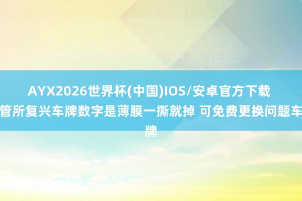 AYX2026世界杯(中国)IOS/安卓官方下载 车管所复兴车牌数字是薄膜一撕就掉 可免费更换问题车牌