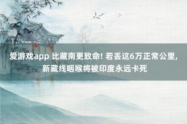 爱游戏app 比藏南更致命! 若丢这6万正常公里， 新藏线咽喉将被印度永远卡死