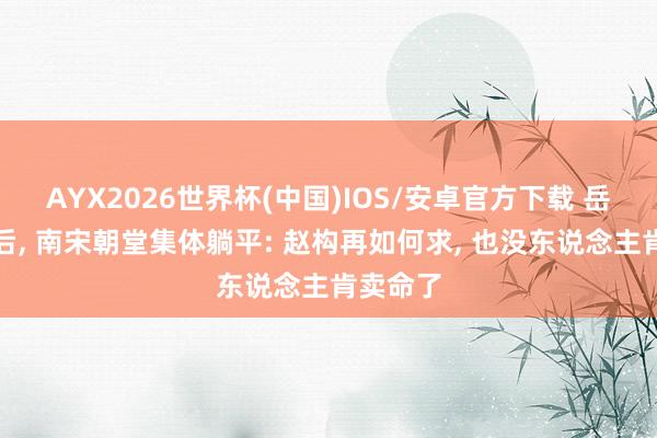 AYX2026世界杯(中国)IOS/安卓官方下载 岳飞冤身后， 南宋朝堂集体躺平: 赵构再如何求， 也没东说念主肯卖命了