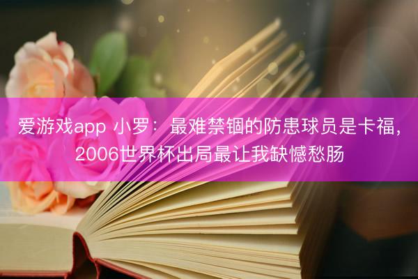 爱游戏app 小罗：最难禁锢的防患球员是卡福，2006世界杯出局最让我缺憾愁肠