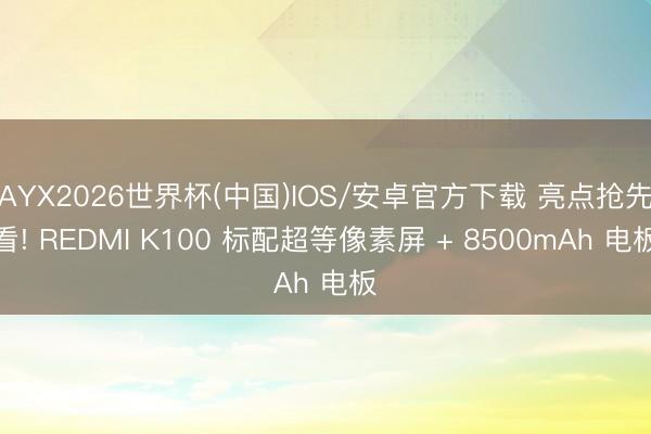 AYX2026世界杯(中国)IOS/安卓官方下载 亮点抢先看! REDMI K100 标配超等像素屏 + 8500mAh 电板