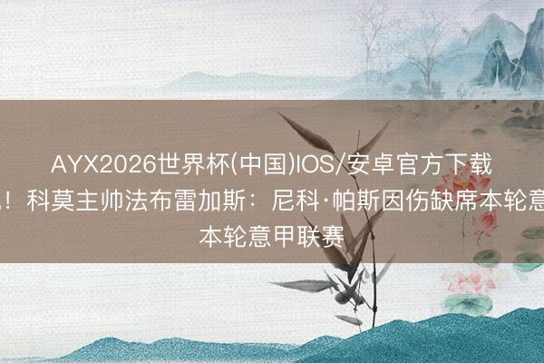 AYX2026世界杯(中国)IOS/安卓官方下载 坏音讯！科莫主帅法布雷加斯：尼科·帕斯因伤缺席本轮意甲联赛