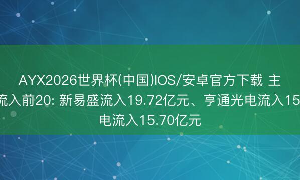 AYX2026世界杯(中国)IOS/安卓官方下载 主力资金流入前20: 新易盛流入19.72亿元、亨通光电流入15.70亿元