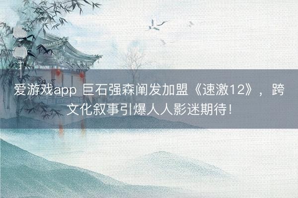 爱游戏app 巨石强森阐发加盟《速激12》，跨文化叙事引爆人人影迷期待！