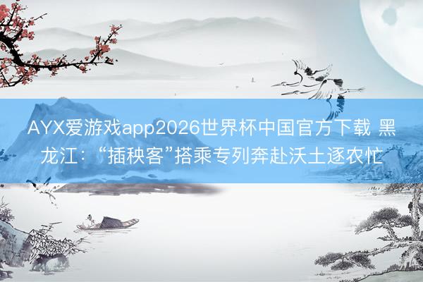 AYX爱游戏app2026世界杯中国官方下载 黑龙江：“插秧客”搭乘专列奔赴沃土逐农忙
