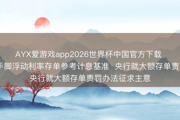 AYX爱游戏app2026世界杯中国官方下载 加多DR等利率手脚浮动利率存单参考计息基准 央行就大额存单责罚办法征求主意