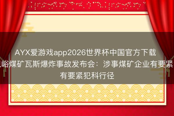 AYX爱游戏app2026世界杯中国官方下载 山西扫视峪煤矿瓦斯爆炸事故发布会：涉事煤矿企业有要紧犯科行径