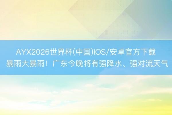 AYX2026世界杯(中国)IOS/安卓官方下载 暴雨大暴雨！广东今晚将有强降水、强对流天气