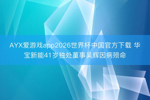AYX爱游戏app2026世界杯中国官方下载 华宝新能41岁独处董事吴辉因病殒命