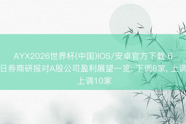 AYX2026世界杯(中国)IOS/安卓官方下载 6月17日券商研报对A股公司盈利展望一览: 下调8家， 上调10家